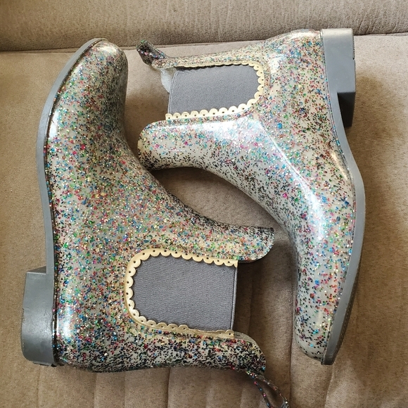 Jack Rogers - Women’s Sallie Rain Boot In Glitter And Gold Size 9 - Picture 3 of 10